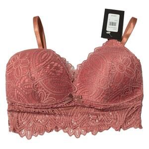 Frederick's of Hollywood Finley Mauve Lace Padded Bralette Bra Size M (34C/36B)